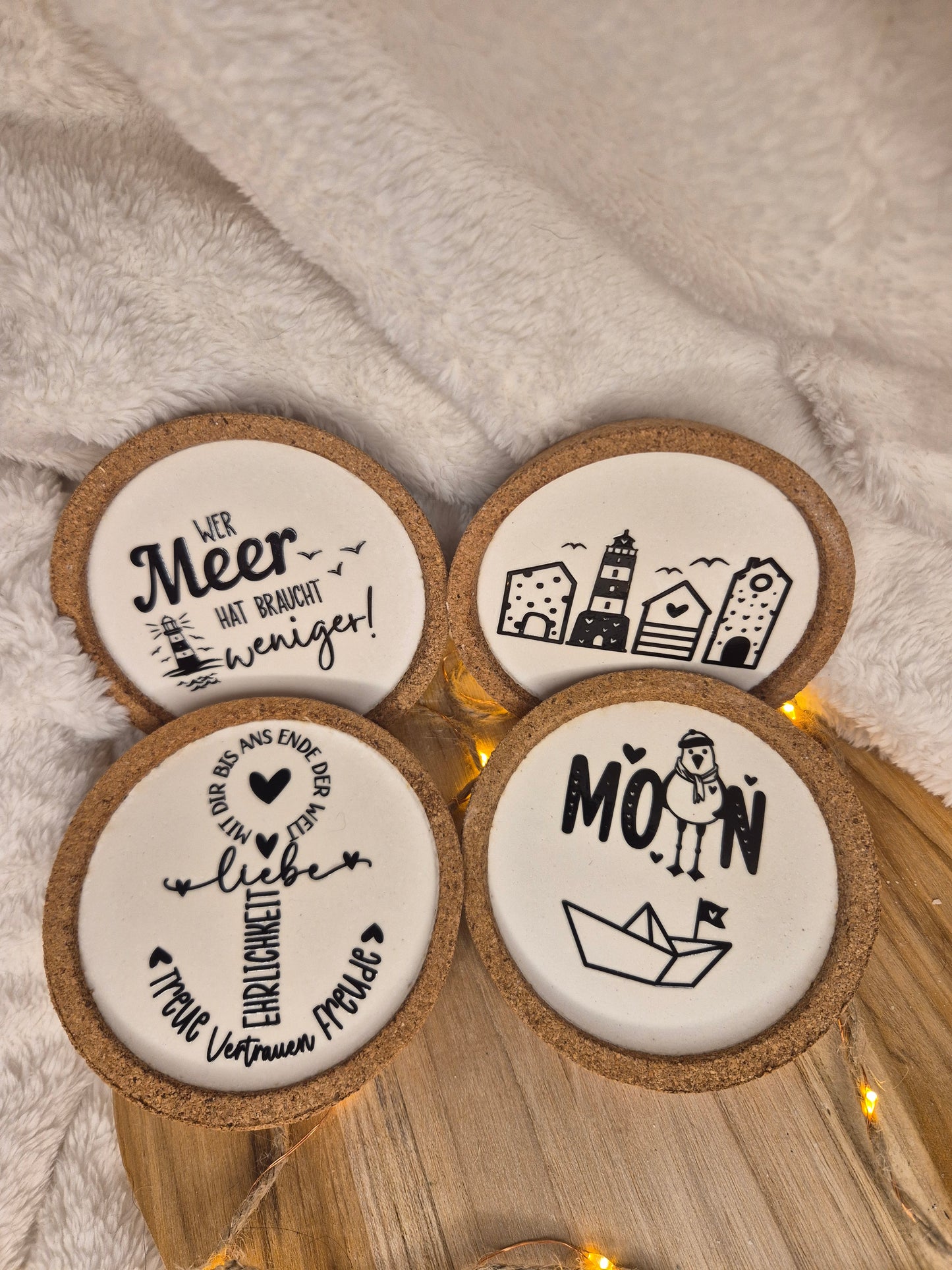 Untersetzer-Set „Moin & Meer“ – Maritime Untersetzer mit Küstencharme