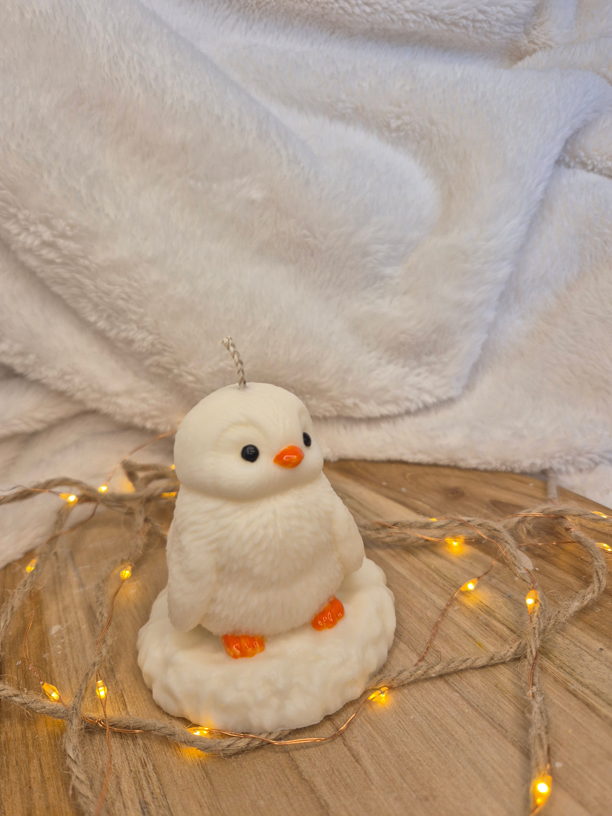 Schneeflöckchen – niedliche Pinguin-Kerze