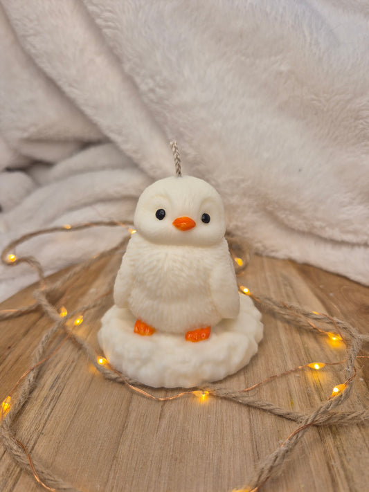 Schneeflöckchen – niedliche Pinguin-Kerze