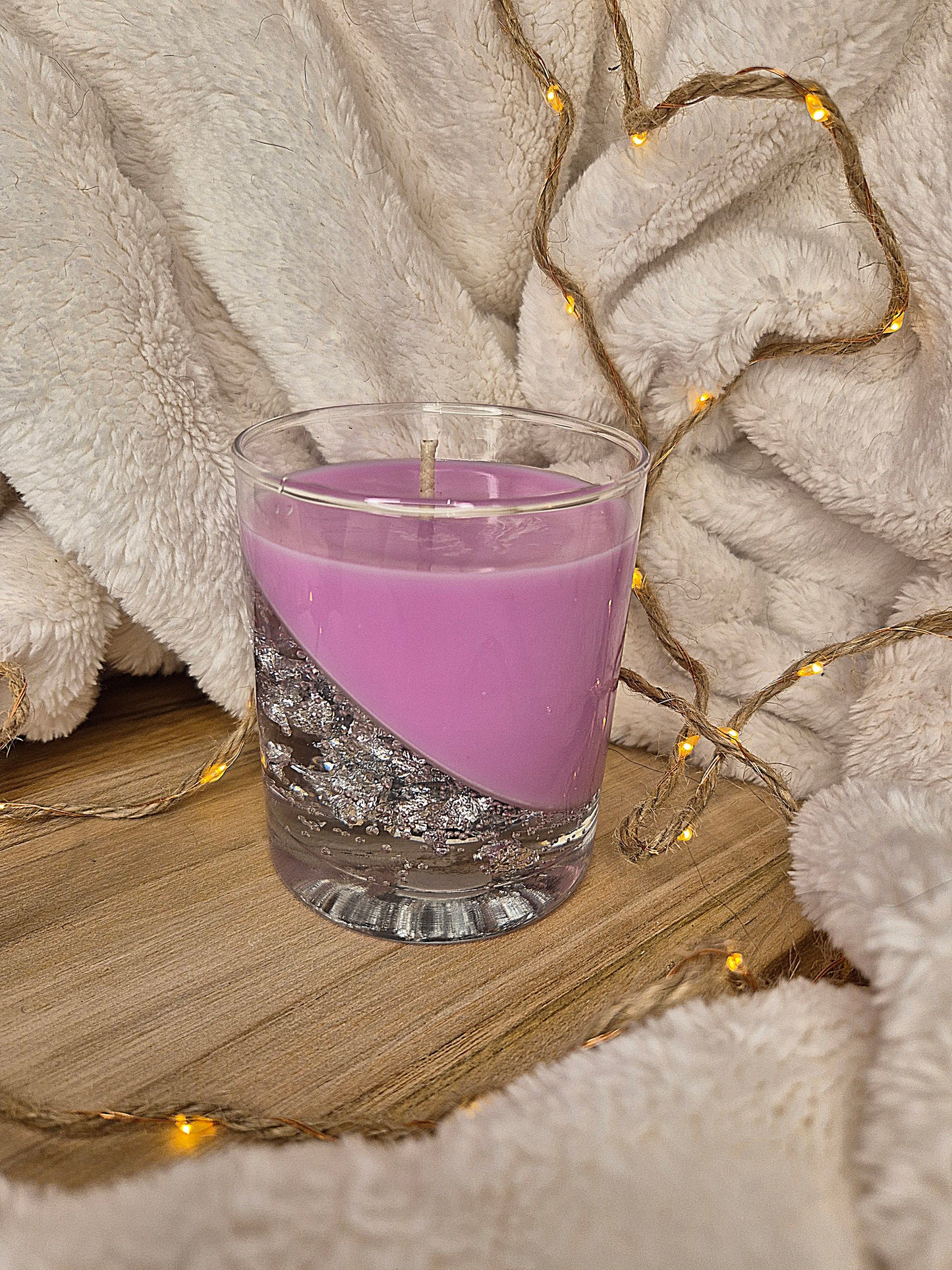 Glas-Kerze mit Metallic-Effekt