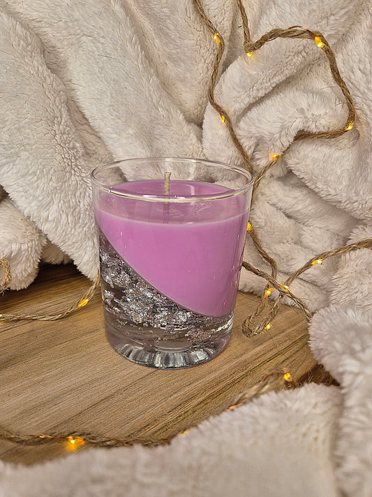 Glas-Kerze mit Metallic-Effekt